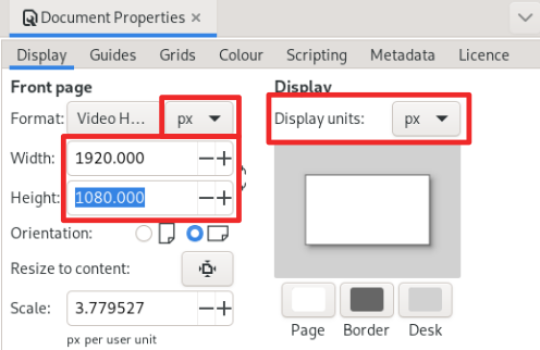 The document properties panel with 1920×1080 pixel size and pixel units set.