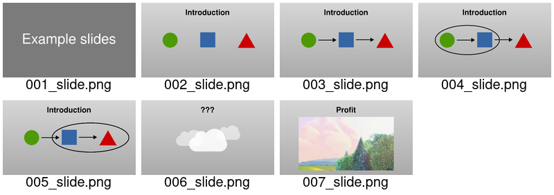 A montage of several slides rendered as PNG files.