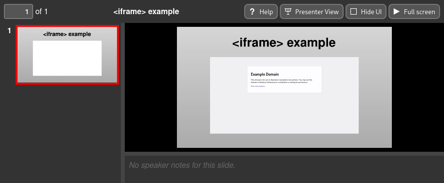 A screenshot of an iframe displayed on a slide.