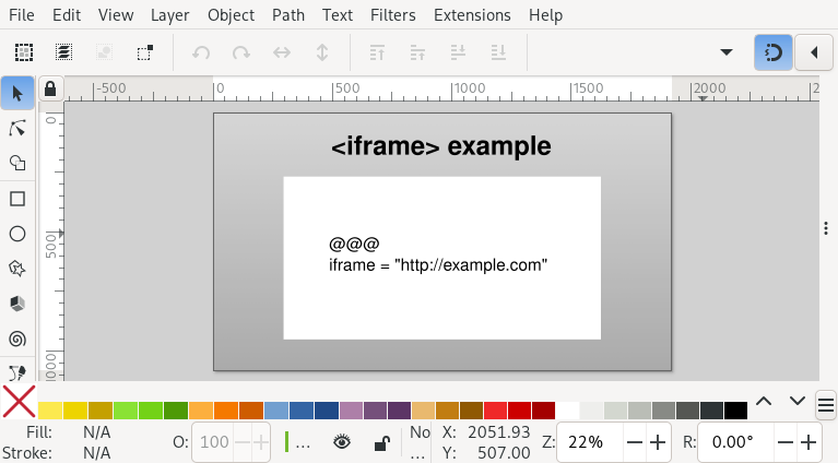 A screenshot of an iframe defined in Inkscape using Slidie's magic text feature.