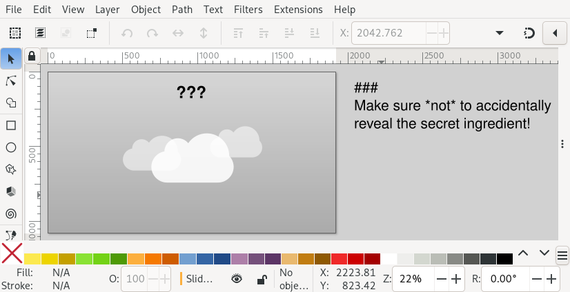 A screenshot of Inkscape with a set of speaker notes.